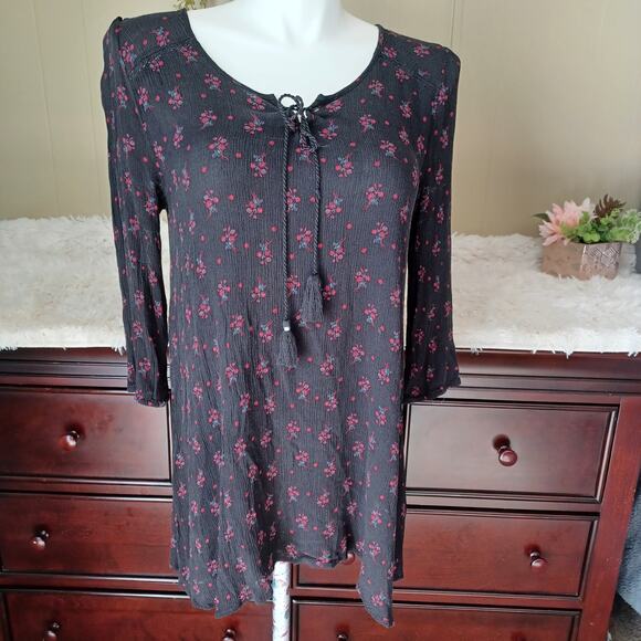 Adam Levine Rayon Floral Print Bohemian Long Sleeve Tunic Dress XL - Picture 1 of 6